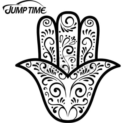 JumpTime 13 x 6.8cm Hamsa Hand Mandala Spiritual Protection Yoga Creative Car Sticker DIY Anime Fashion Occlusion Scratch Decal