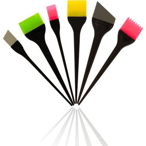 6pcs/set Dyeing Brushes Silicone Comb Hair Styling Tinting Hairdressing Tools Pigment Cream Professional Dyeing Brush