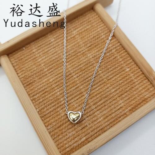925 sterling silver 2021 Mothers Day Domed Golden Heart Collier Necklace (45cm, With adjustable length sliding buckle)