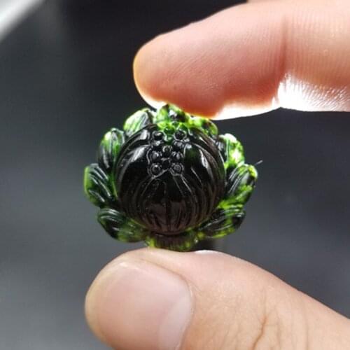 Natural hetian green jade pendant jade gift lotus pendant necklace brand men women real jade jewelry