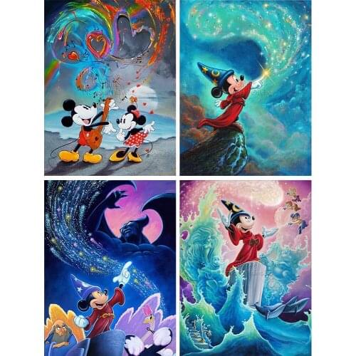 5D DIY Diamond Painting Cartoon Disney Magician Mickey Full Square Round Embroidery Mosaic Set Cross Stitch Home Decor Art Gift