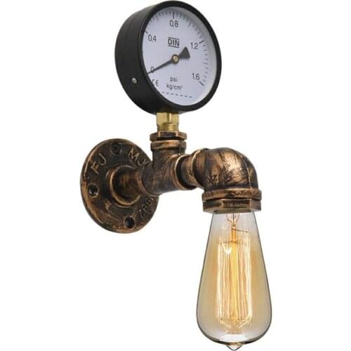 Artpad American Industrial Black Wall Lamp Indoor Light pipe Plug-in for Living room Bedside Loft Stair Wall Light E27 Socket