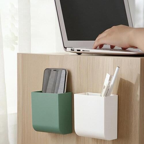 1Pc Wall-mounted Holder Paste Remote Control Trash Bag Storage Box Mobile Phone Charging Rack Bathroom Cosmetics Organizer