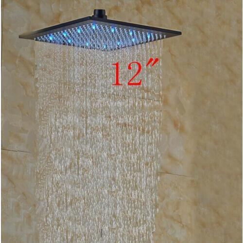 NEW Wall/Ceiling Mounted 12" LED Square Shower Head Oil Rubbed Bronze Top Shower