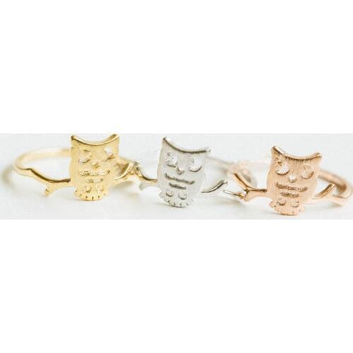 Wholesale 30pc/lot Lovely Owl Standing On Branch Animal Ring For Cute Ones Women Love Jewelry Can Mix Color