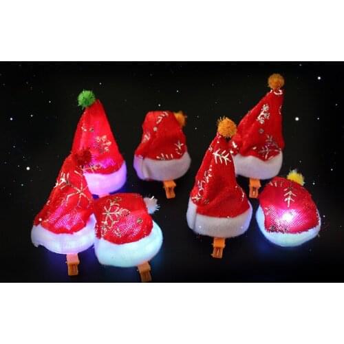 Lighting Christmas Hat Hairpins Flashing LED Hair Clips Kids Adults Cosplay Props Xmas Decoration Party Supplies