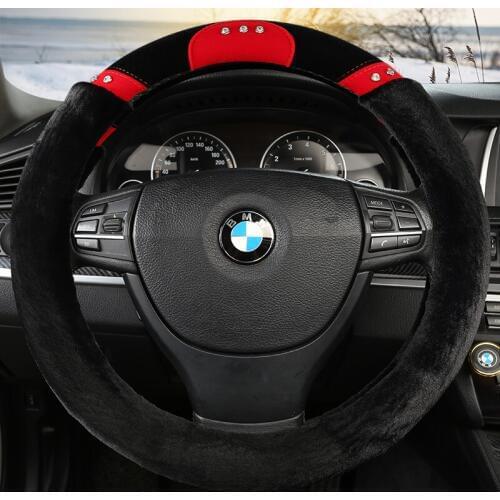 KKYSYELVA Plush Winter Car steering wheel cover Interior Accessories Auto steering wheels Steering-wheel Covers Car Styling