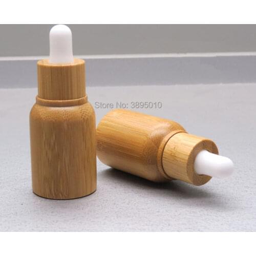 10ml Empty Bamboo Essential Oil Dropper Bottle with Glass Inner Container Aromatherapy Refillable bottles F744