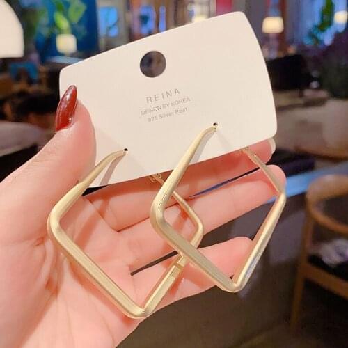 S925 Silver Needle Korean Retro Earrings Fang Frost Wind Earrings Korean Fashion Light Luxury Simple Geometric Earrings Women
