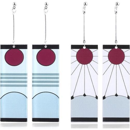 Anime Demon Slayer Cosplay Props drop dangle Earring Kimetsu No Yaiba Kamado Tanjirou Pendant earring women men Jewelry charm
