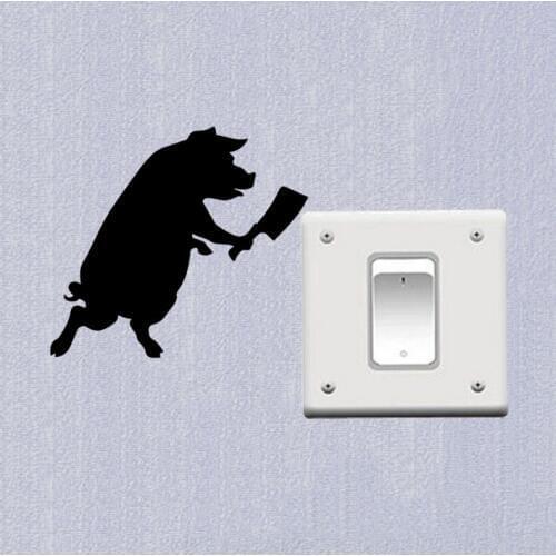 Vinyl Pig With Butcher Knife Switch Stickers Decor Wall Decal 3SS0283