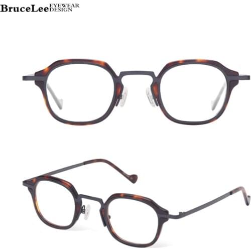 High Quality P-titanium With Acetate Glasses Frame Men Retro Square Prescription Eyeglasses Women Vintage Myopia Optical Eyewear