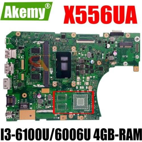 X556UA/X556UJ I3-6100CPU With 4GB DDR3L memory mainboard For Asus X556UA X556UJ X556U X556UB laptop motherboard Tested Working