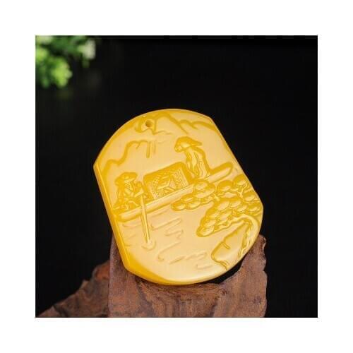 Zheru jewelry natural yellow dragon jade amulet pendant necklace exquisite jewelry best gift