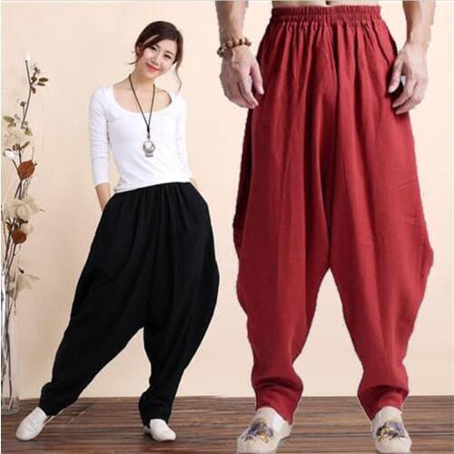 2020 6XL 5XL 4XL Spring Summer Plus Size Women Brand Cotton Linen Casual Harem Pants Chinese Traditional Harajuku