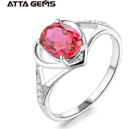 925 Sterling Silver Ring Women Engagement Lab Grown Ruby Romantic Design Silver Wedding Bands For Women Jewelry 925