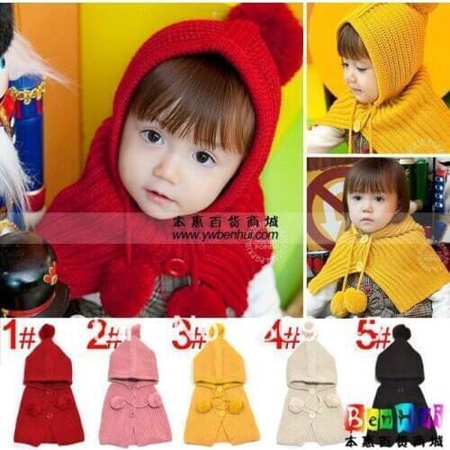 Winter warm knitted hats for boy/girl/kits hats infants caps beanine for chilldren Ear protection-Cape conjoined capMZ0603-10pcs
