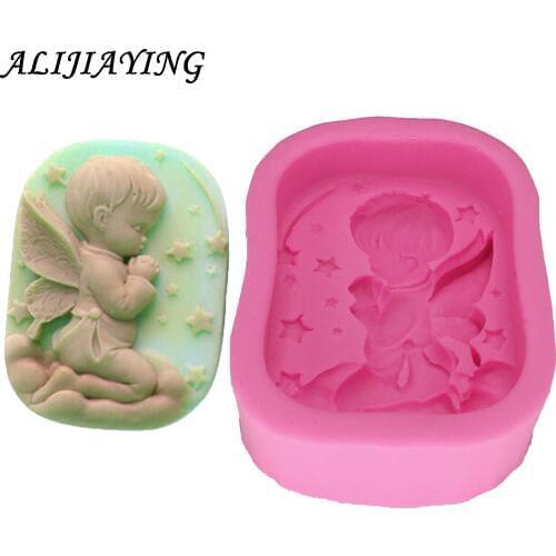 1Pcs 3D Angel Boy Silicone Molds Soap Modeling Sugarcraft Silicone mold cake decorating tools Fondant chocolate moulds D0340