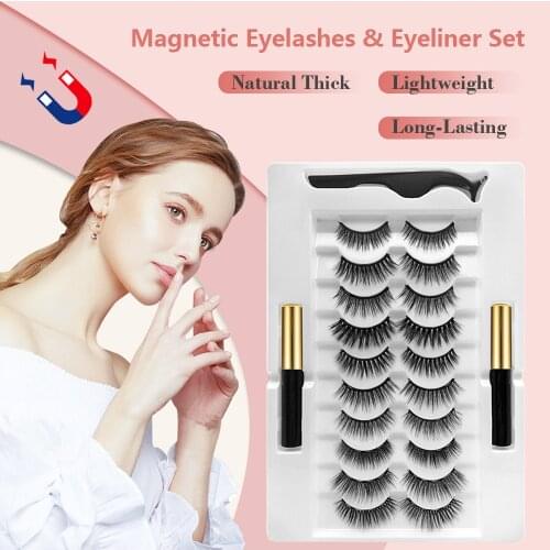 3/5/7/10 Pairs Magnetic Eyelashes Natural 3D Mink False Eyelash Handmade Waterproof Long Lasting Magnet Eye Lashes Kit