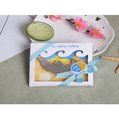 50pcs/lot Fast shipping Dolphin Bottle Opener Wedding Favor Gift And Giveaways For Guest Beach Theme Party Souvenir