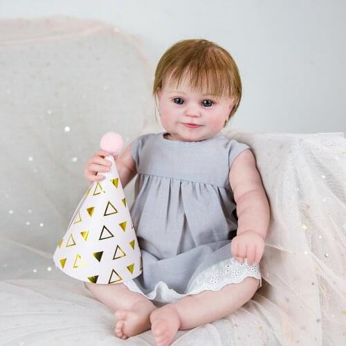 50CM Bebe Doll Blue eyes Reborn Baby Dolls Toddler Silicone Girl Reborn Doll Baby Girls Playmate Lifelike Kids Birthday Present