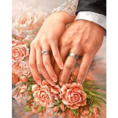 5D Diy Diamond embroidery rose wedding decor ring picture diamond painting Cross Stitch full square round hand by hand WG984
