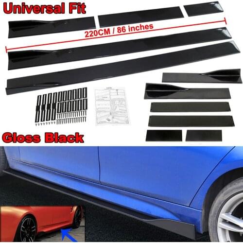 86" Universal Black Car Side Skirt Rocker Panel Spoiler Splitters Winglet Wings Anti-Scratch Protector Auto Modified Kit Set