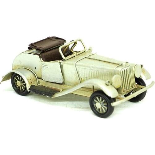 Antique Decor Metal White Classic Car Classic Trinket Miniature Gift Nostalgic Vintage Handmade Hand Painted Quality Durable