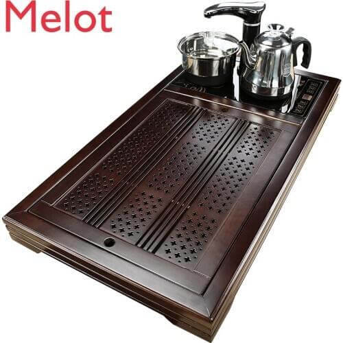 Automatic Household Solid Wood Tea Tray Water Boiling Kettle Set Simple Stone Tray Large Tea Table Integrated Kung Fu Tea Set