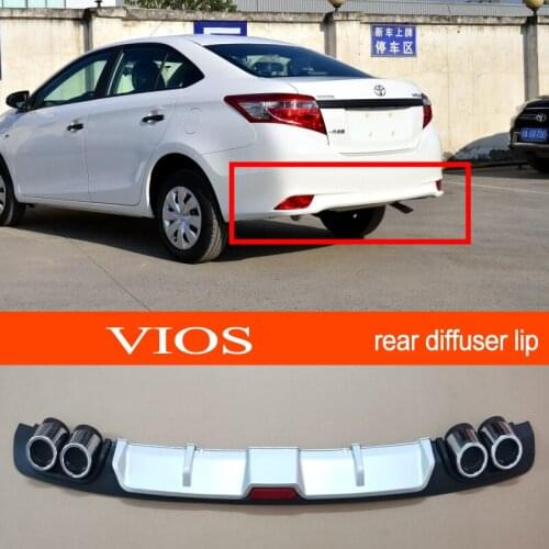 Vios 14-20 ABS Plastic Silver / Black Car Rear Bumper Rear Diffuser Spoiler Lip for TOYOTA Vios 2014-2020 Sedan