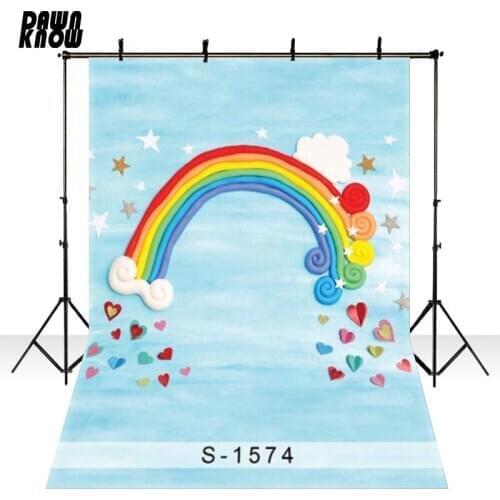 DAWNKNOW Cartoon Star Vinyl Photography Background For Party Rainbow Polyester Backdrops For Children Photo Studio S1574
