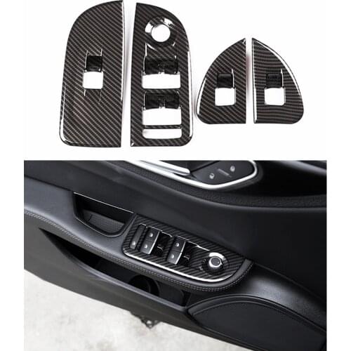 For Alfa Romeo Giulia 2017-2020 ABS Carbon Fiber Printed Window Lift Switch Button Frame Cover LHD Version