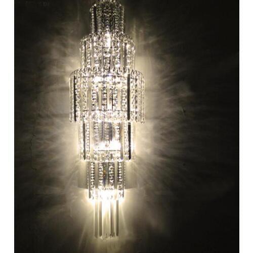 Home Large K9 Crystal Wall Lighting Led Indoor Wall Light Bedside Hotel Project House Lamp Modern Led Wall Sconce E14 Luminaire