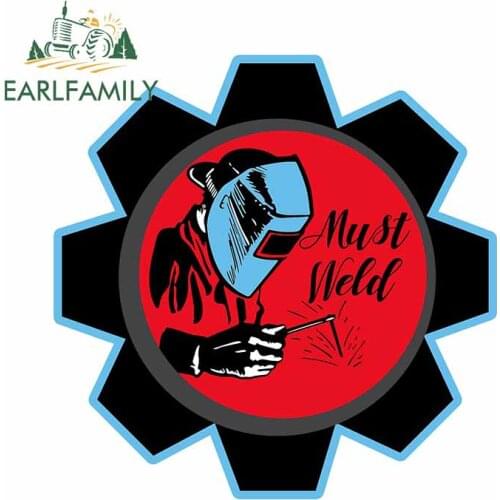 EARLFAMILY 13cm x 12.7cm For Must Weld Welder Car Stickers Cartoon Decal Personality Graphics Waterproof Sunscreen Decoration