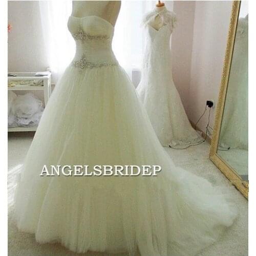 Elegant Sweetheart Corset Wedding Dresses With Crystals Beaded Tulle Vestidos De Novia Customized Formal Ball Gown Bride Dresses