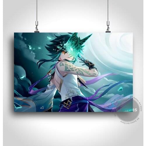 Canvas Anime Xiao Genshin Impact Pictures Home Manga Decoration Paintings Poster HD Prints Wall Art Modular Living Room