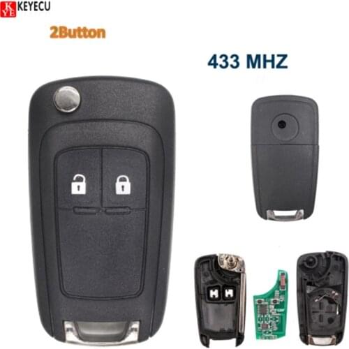 KEYECU 2 Buttons 433MHz With ID46 Chip Remote Control Key Fob for Chevrolet Aveo Cruze Orlando 2008-2015 Year HU100 Blade