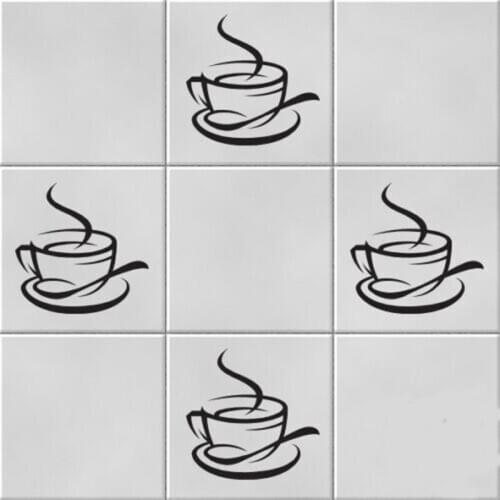 Coffee Cups Vinyl Wall Tile Stickers Decals Kitchen Home Decor Window Wall Stickers 20 Colours Choose