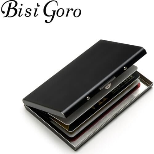 BISI GORO New Credit Card Holder Metal Fashion ID Holders for Men and Women Business Creative Multi Purses 2020 Black Wallet