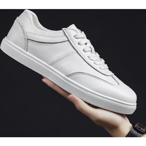 Leather Men Casual Shoes Luxury Brand Men Sneakers Simple Men Classic White Shoes