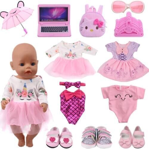 Doll Clothes Unicorns, Swimsuits For 18 Inch American&43Cm Baby New Born Doll Our Generation , For Baby Birthday Festival Gift
