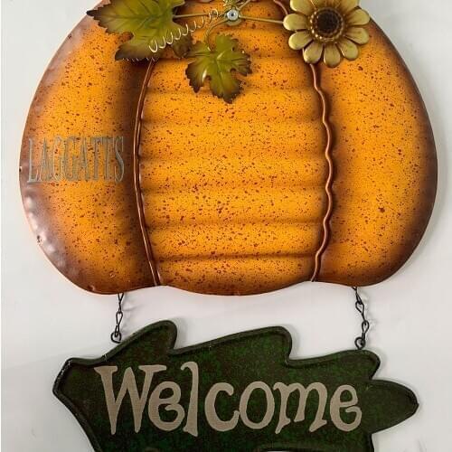 LAGGATTS 18.5 inches Tall Festival Party Pumpkin Art Wall Hanging Tree Decoration Metal For Indoor Or Outdoor Home Garden Jsys