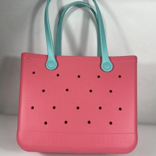 2021 Summer Wholesale Beach Basket Printing Hole Big Storage Silicone EVA Handbag Female Box Beach Bag