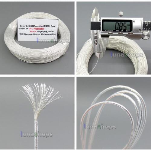 LN005194 5m 26AWG Ag99.9% Acrolink Pure Silver plated +7N OCC Copper Signal AFT Wire Cable 65/0.05mm2 Dia:0.85mm For DIY