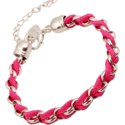 Fashion Women Girl Heart Bracelet Cuff Braided Leather Handmade Wrap Bangle Love Charm Adjustable Wristband Chain Casual Jewelry