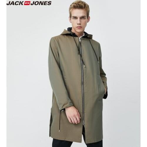 JackJones Mens New Fashion Baseball Collar Hooded Casual Reversible Trench Coat | 220121511