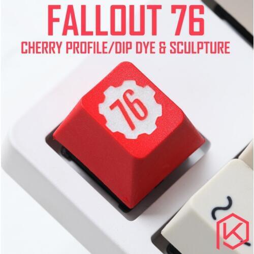Novelty cherry profile dip dye and sculpture pbt keycap for mechanical keyboards Dye Sub legends fallout 76 red white