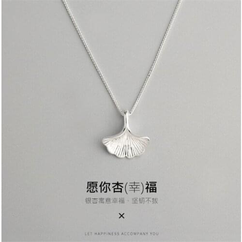 New Simple Fashion Ginkgo Leaf 925 Sterling Silver Jewelry Women Literary Small Fresh Leaves Temperament Pendant Necklaces H521