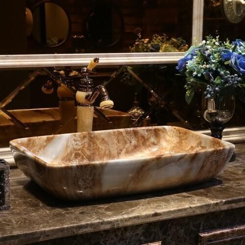 Rectangle basin bath wash basin art basin artistic basin marble pattern bathroom sinks bowl ceramic