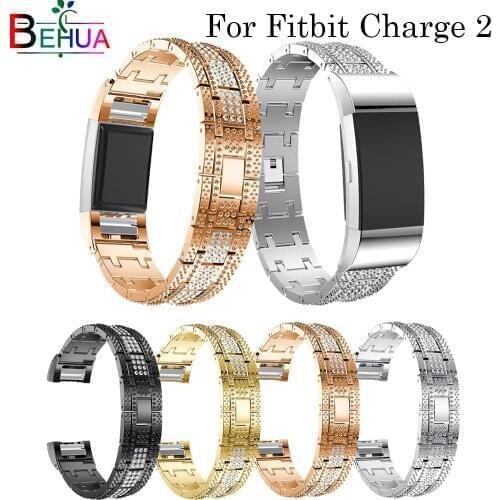 Luxury alloy With diamond watchband For Fitbit Charge 2 Replacement Strap Bracelet Wrist band For Fitbit Charge 2 Smart Watch